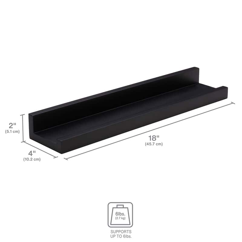 Melannco MDF Black Photo Ledge, 18 Inch