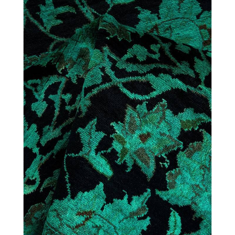 Overton Hand Knotted Wool Vintage Inspired Modern Contemporary Overdyed Black Runner Rug - 2' 7" x 10' 3"