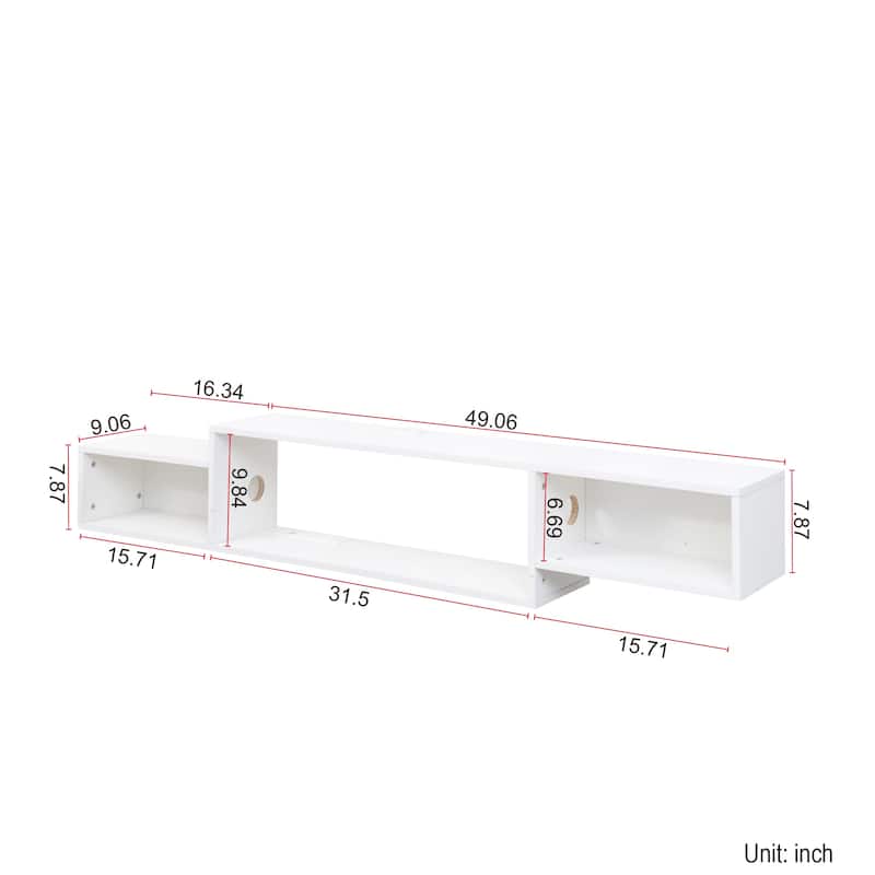 Wall Mounted Floating TV Stand with Charging Station
