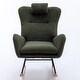preview thumbnail 5 of 48, Modern Living Room Teddy Fabric Rocking Chair with Pocket and Headrest, Dark Green