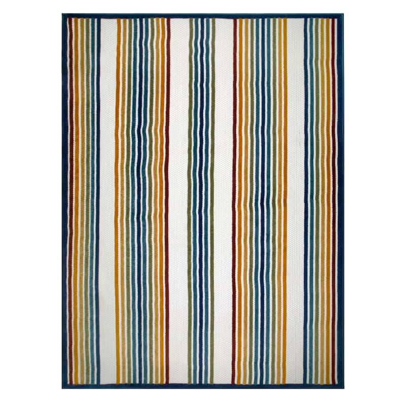 Leick Home 595009 Blithe Colorful Line Indoor Outdoor Area Rug Runner 2'x8'