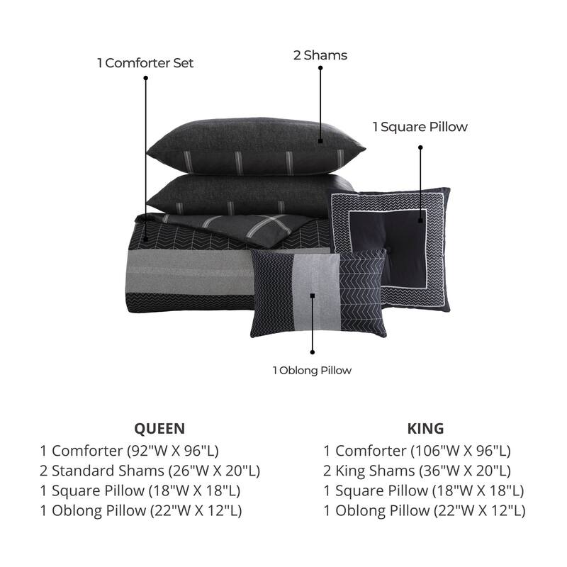Bebejan Kyle Black 100% Cotton 5-Piece Reversible Comforter Set