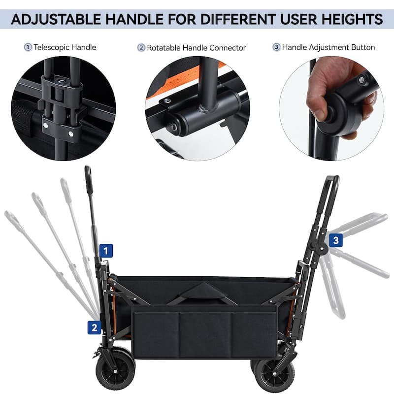 Collapsible Foldable Garden Wagon Cart Utility Cart with Wheels