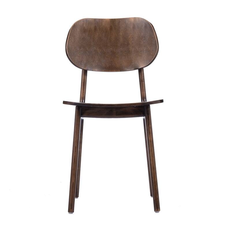 Set of 2 Commercial Solid Wood Dining Chair with Curved Backrest - 17.25"W x 20.75"D x 33.25"H