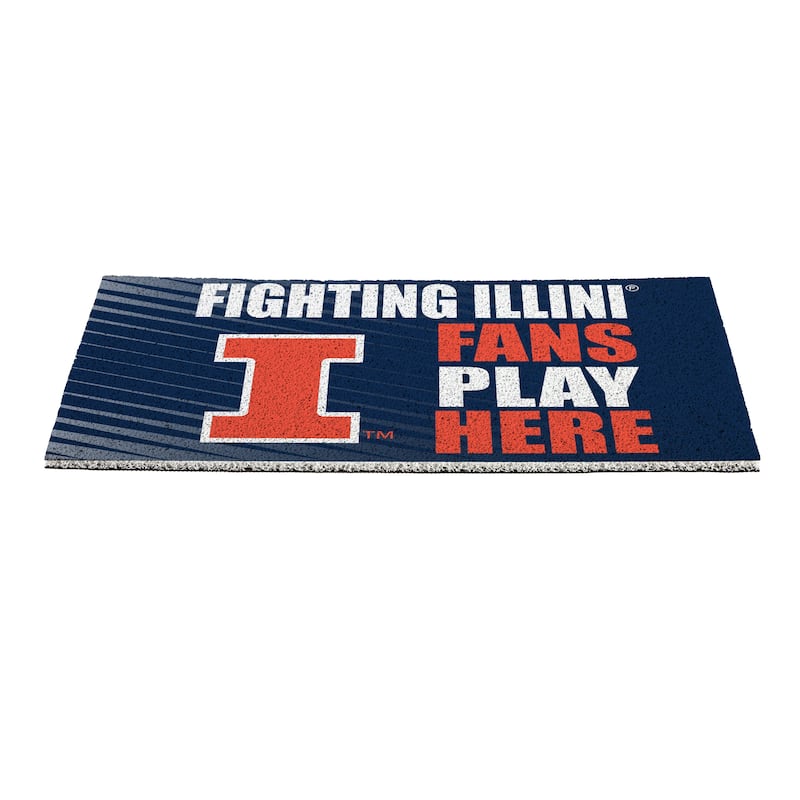 28 in. x 16 in. University of Illinois "Fans Play Here" PVC Door Mat