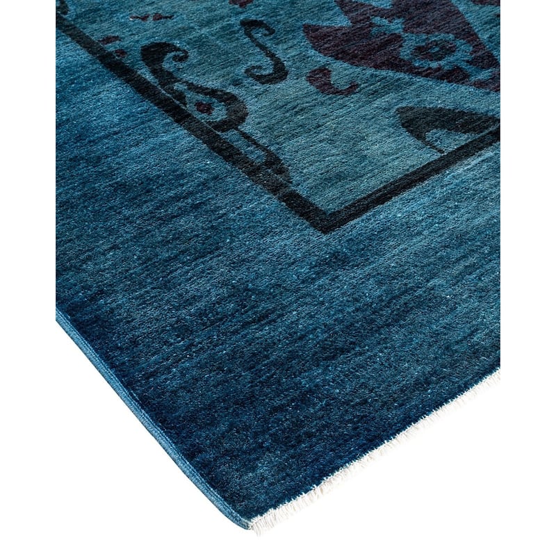 Vibrance, One-of-a-Kind Hand-Knotted Area Rug - Blue, 10' 0" x 13' 8" - 10' 0" x 13' 8"