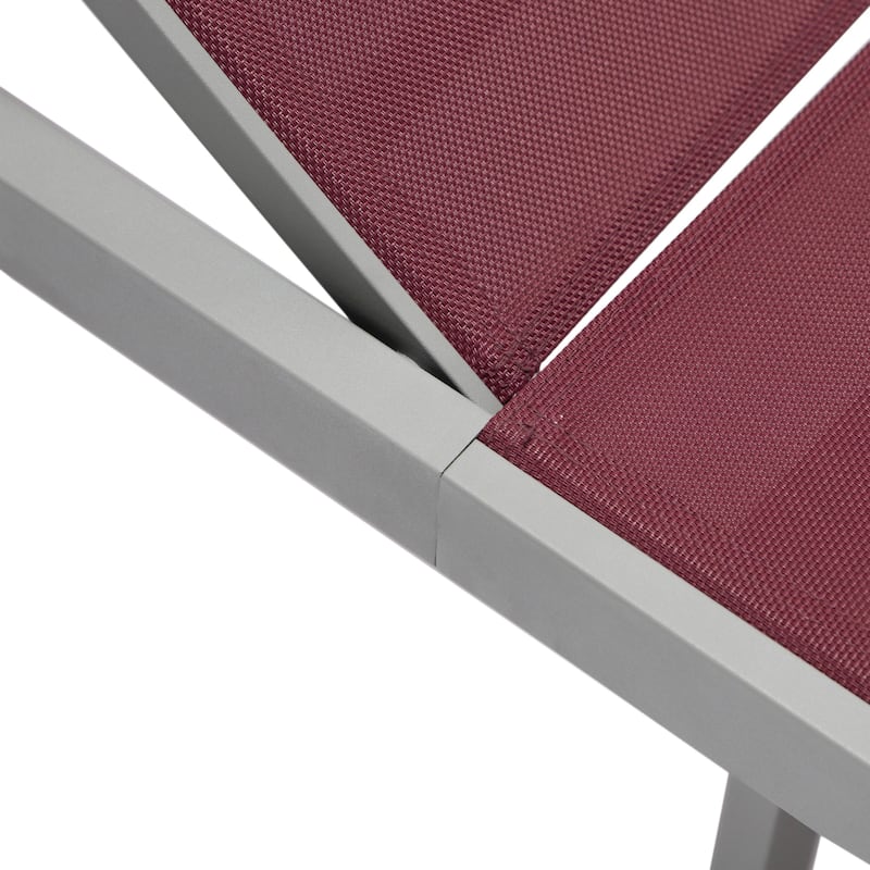 Aluminum Beach Pool Sun Lounge Chair Sling Mesh Fabric Reclining Stackable Lounger Chair