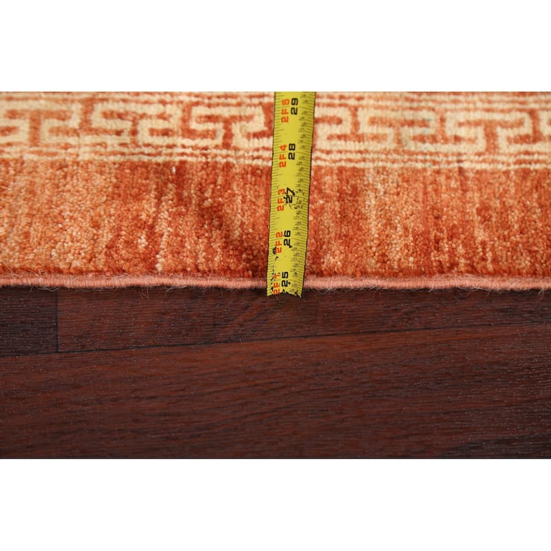 Geometric Bordered Gabbeh Kashkoli Runner Rug Hand-knotted Wool Carpet - 2'5" x 4'8"