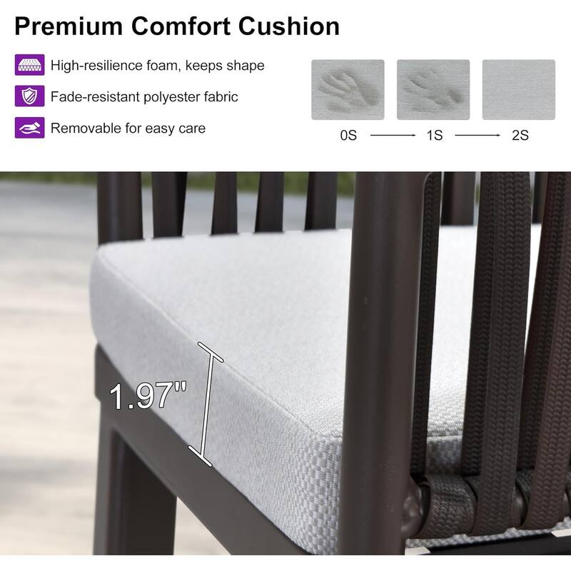 PURPLE LEAF Outdoor Bar Stools Set of 2 Patio Metal Modern Wicker Bar Chairs Woven Aluminum Barstools