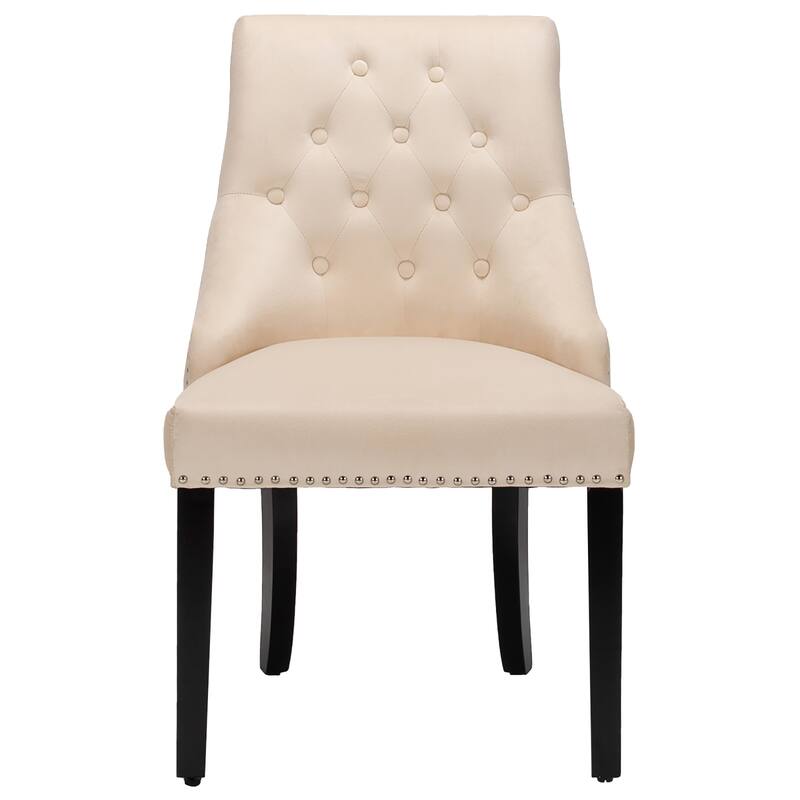 Velvet Dining Chair Upholstered Tufted Armless w/ Nailed Trim & Ring