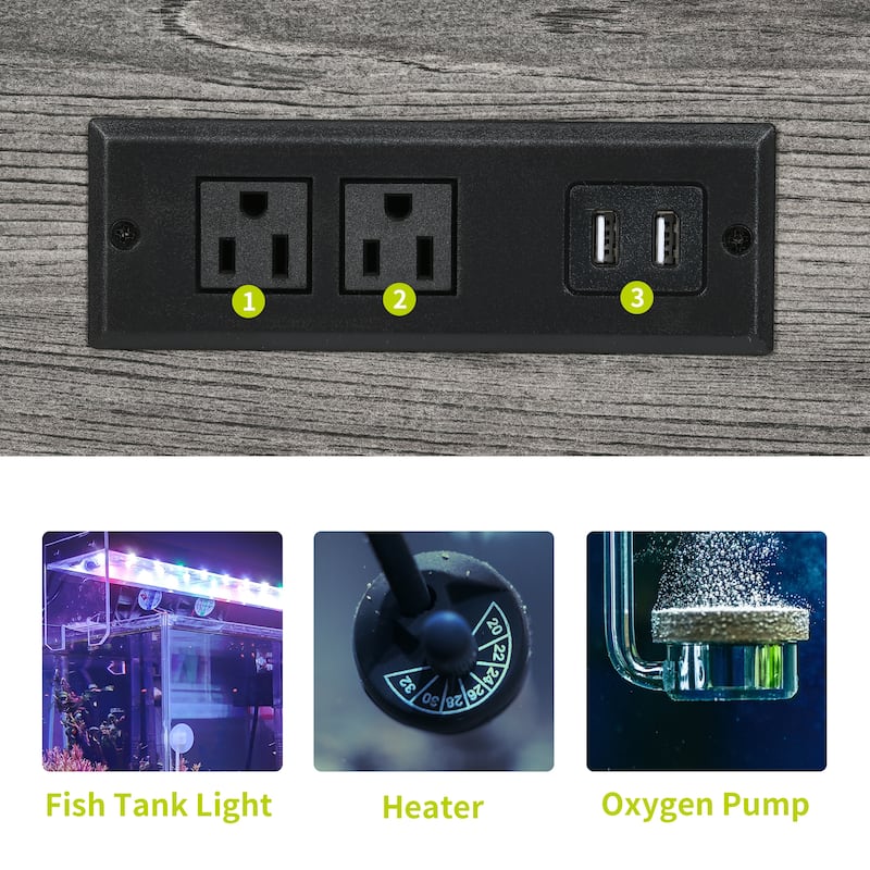 Moasis 50 Gallon Aquarium Stand with Power Outlets & LED Light
