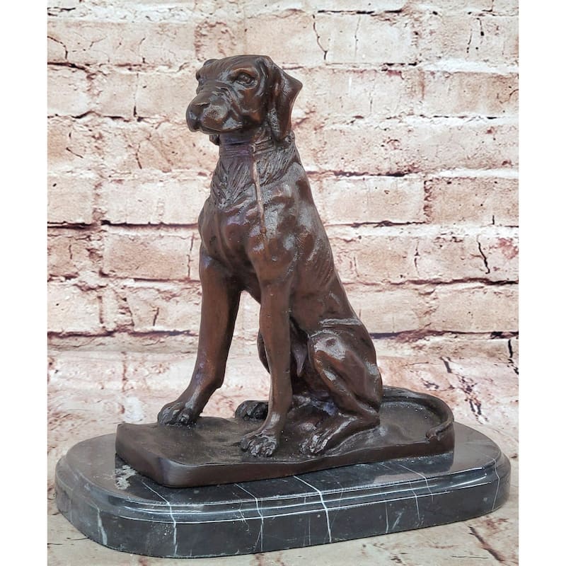 Bronze Dog Sculpture – Noble Canine Guardian Statue On Marble Base