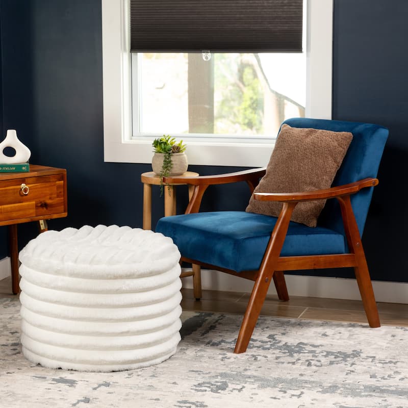 Jaxx Paran Pouf - Fluffy Faux Fur Ottoman for Modern Interior Design