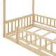 preview thumbnail 33 of 35, Twin Wooden House Bed with Roof and Fence, Kids Playhouse Frame