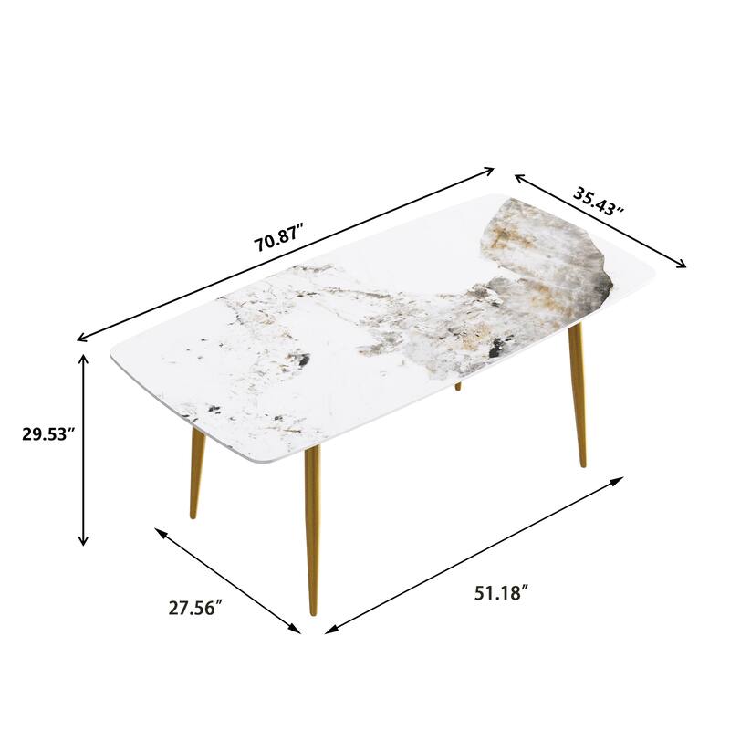 71'' Modern Rectangular Sintered Stone Dining Table for 8