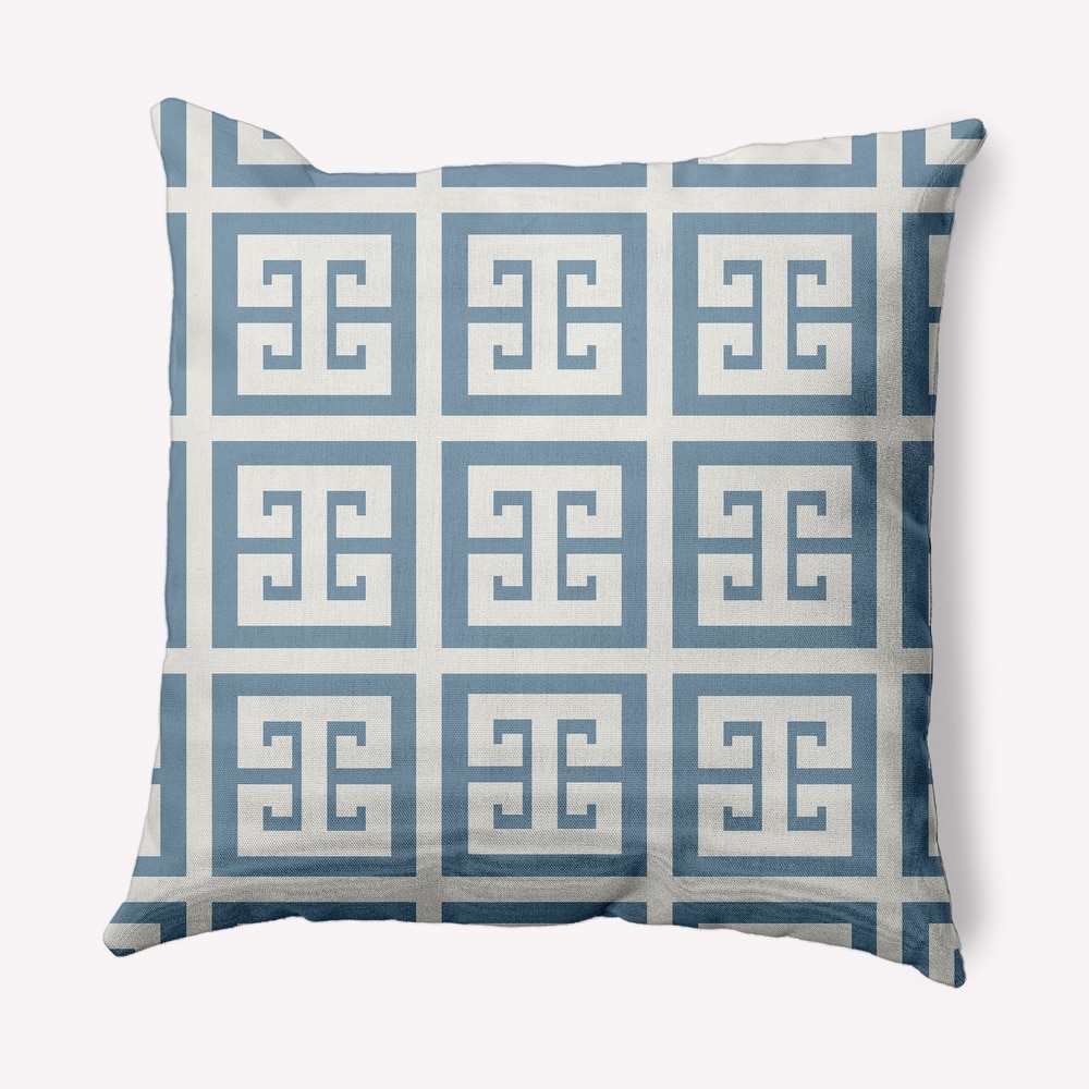 Greek Key Patterned Nautical Indoor/Outdoor Throw Pillow