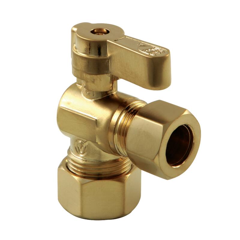 5/8-Inch OD Comp X 1/2-Inch or 7/16-Inch Slip Joint Angle Stop Valve - Brushed Brass