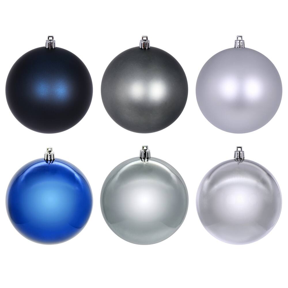 Vickerman 3" Midnight Blue, Pewter, and Silver Ornament Assortment, 24 per box. - Blue
