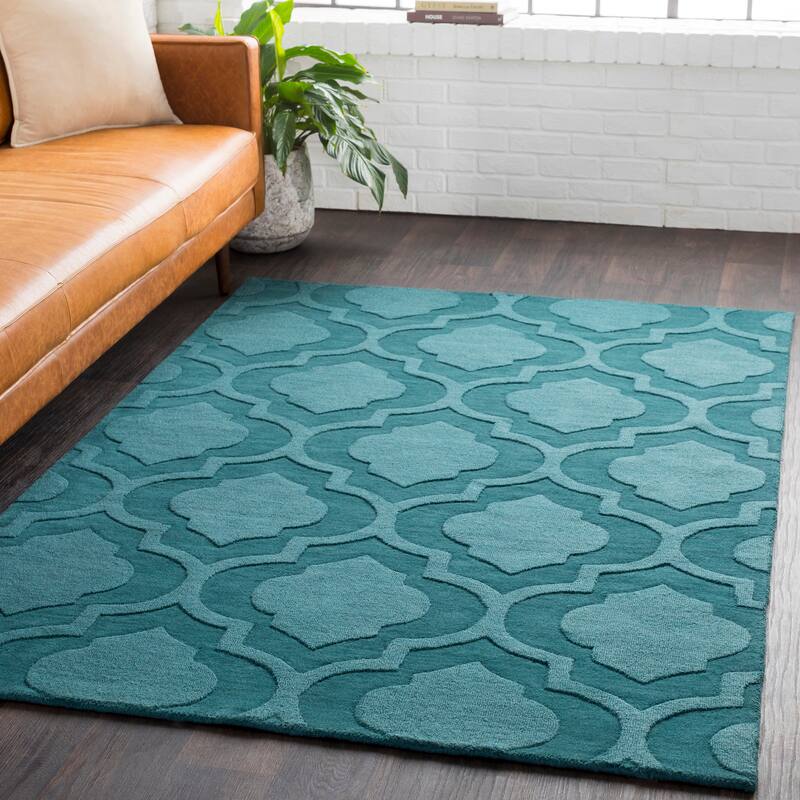 Hand-Woven Ali Tone-on-Tone Moroccan Trellis Wool Rug (9' x 12')