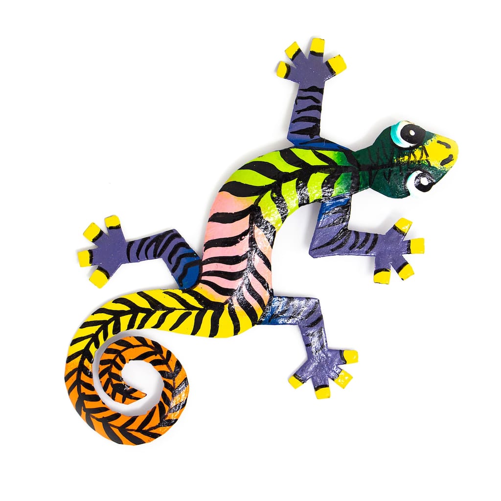 Handmade Metal 'Striped Gecko' Wall Art (Haiti)