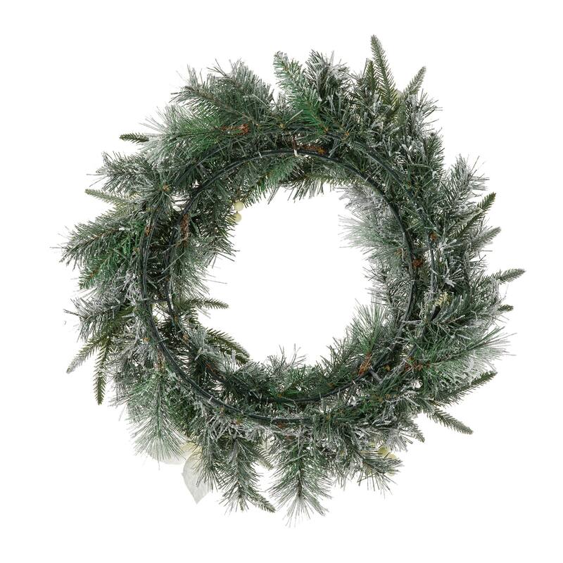 Glitzhome Pre-Lit Snow Flocked Christmas Wreath or Garland With LED and Timer