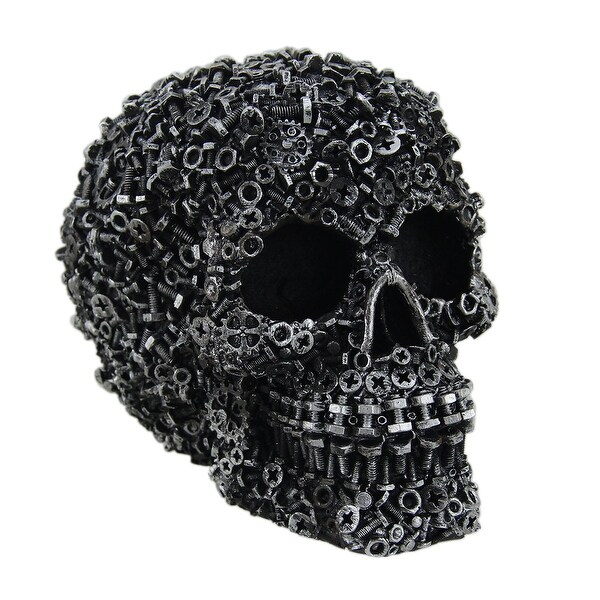 Scrap Head Steampunk Junk Pile Nuts & Bolts Covered Skull Statue 6 inch - 4.5 X 6 X 4 inches
