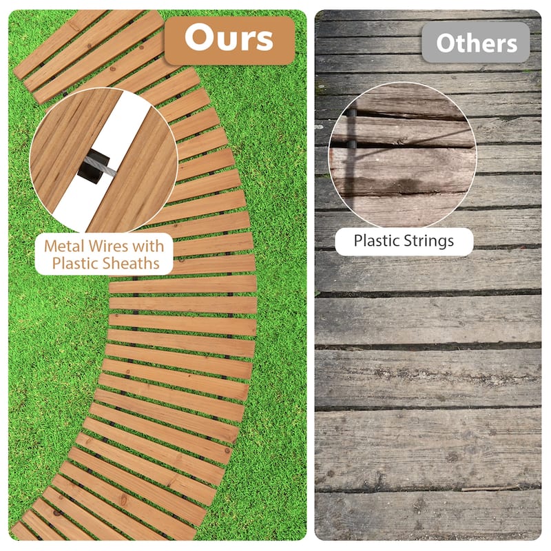 Costway 7 FT Wooden Garden Pathway with Anti-slip Surface Metal Wires - See Details