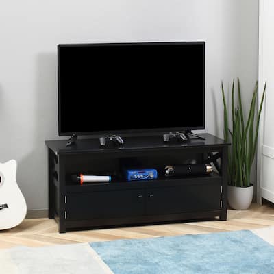HOMCOM TV Cabinet Stand for TVs up to 46 Inches, Entertainment Center with Storage Shelf and Cupboard for Living Room