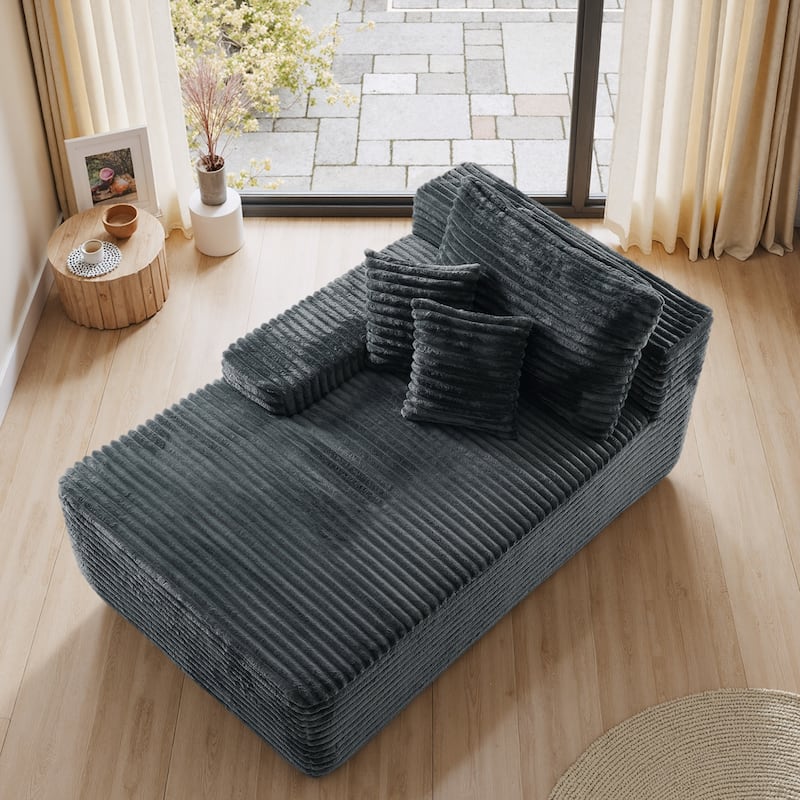 Upholstered Cloud Sectional Couch No Assembly Required L-Shape Chaise with Pillow - Grey-LeftFacing - Left Facing