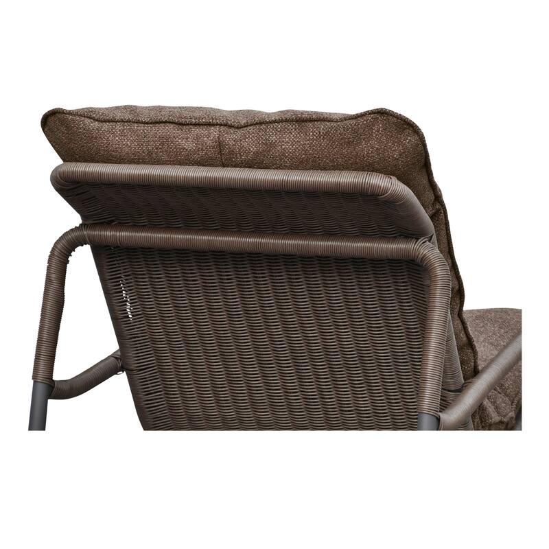 NADAAL STUDIOS Torven Outdoor Rocking Chair, Woven Synthetic Wicker, Aluminium Frame, Brown Cushion, Brown