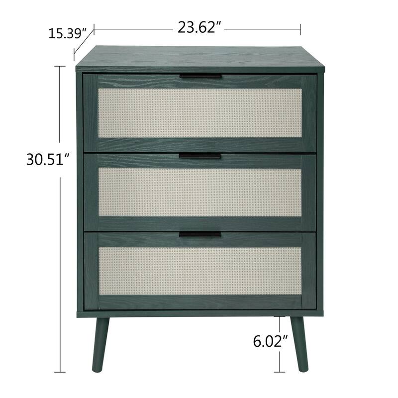 GEITIN 3 Drawers Storage Cabinet with Wood Legs