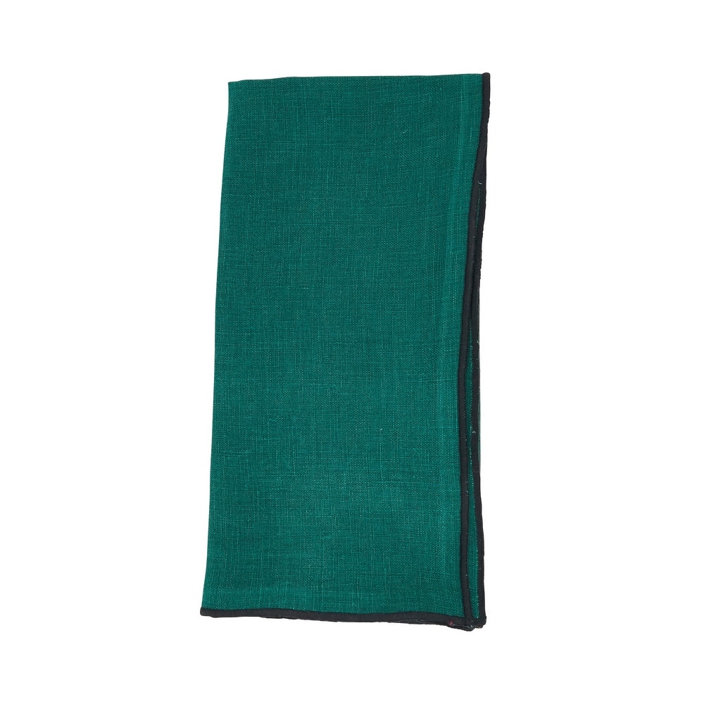 Stonewashed Linen Napkins With Stitched Border Design (Set of 4)