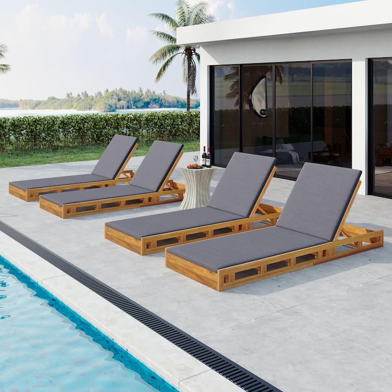 Christopher Knight Home - Aurelius Outdoor Acacia Wood Chaise Lounge Set