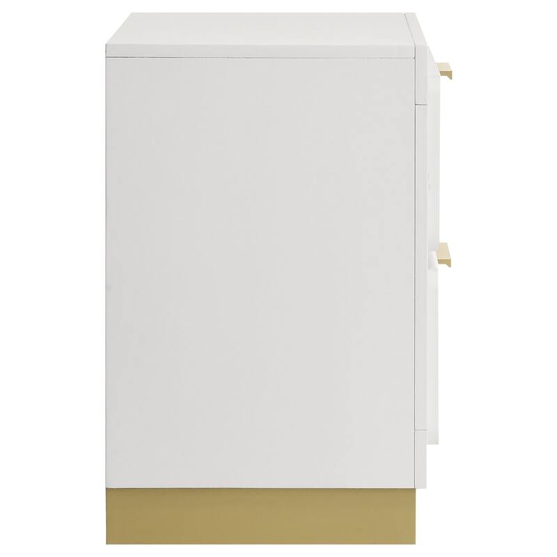 Contemporary 2-Drawer Nightstand with Black Base and Gold Accents