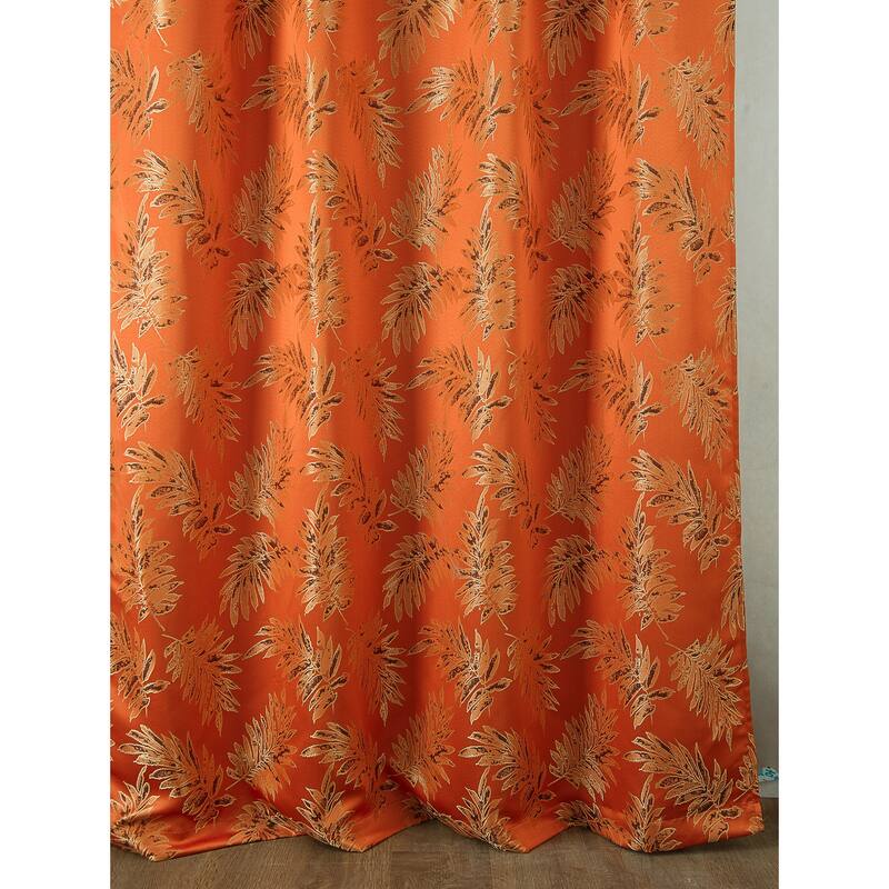 Gracewood Hollow Bao Textured Floral Jacquard Single Rod Pocket Curtain Panel w/ Attached 18-inch Valance - 54 x 84 in.
