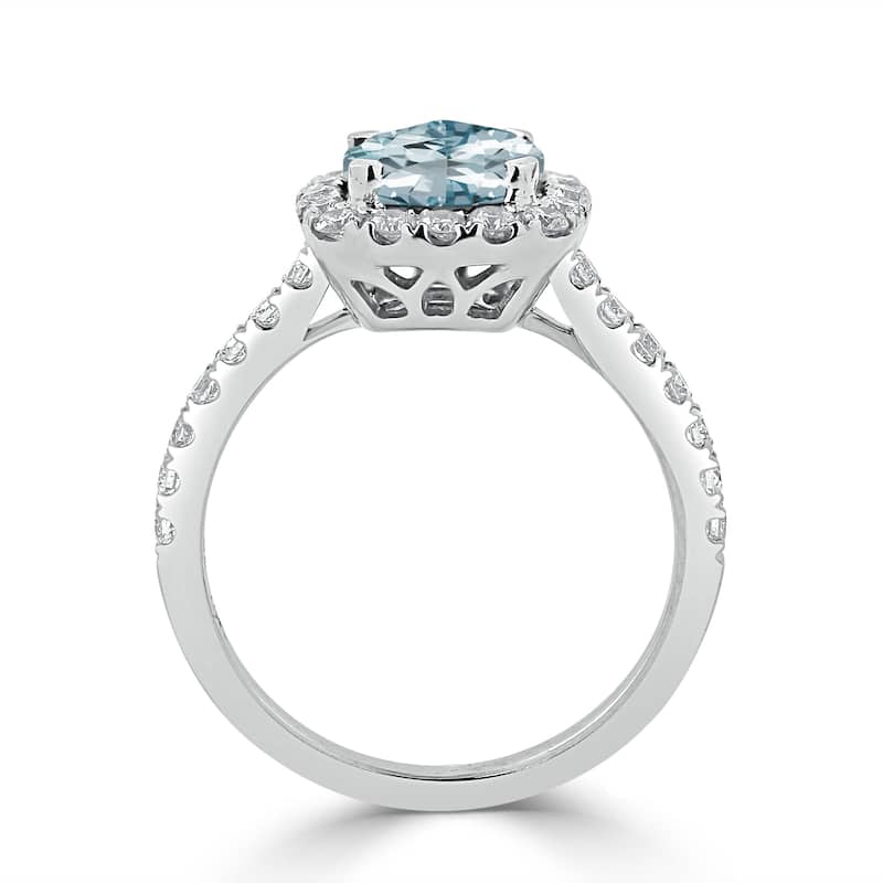 Auriya 3/4ct Cushion-cut Aquamarine and Halo Diamond Engagement Ring 1/2cttw 14k Gold