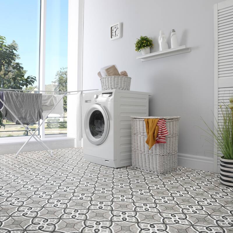 Merola Tile Riviera Octagon Garde Gris with Taco Verde 7-7/8" x 7-7/8" Porcelain Floor and Wall Tile - Case (50 Tiles)