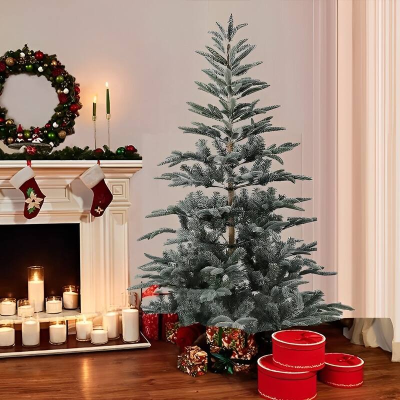 7ft Snow Flocked Slim Artificial Christmas Fir Tree, Premium PE Artificial Christmas Tree