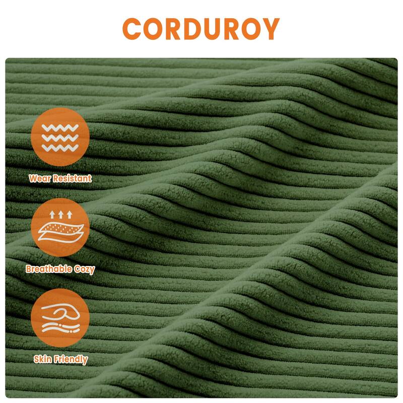 83" Modern Sofa, Corduroy 3 Seater Deep Seat Couch with Wide Armrest, Removable Washable Cushion Cover, Comfy Sofa