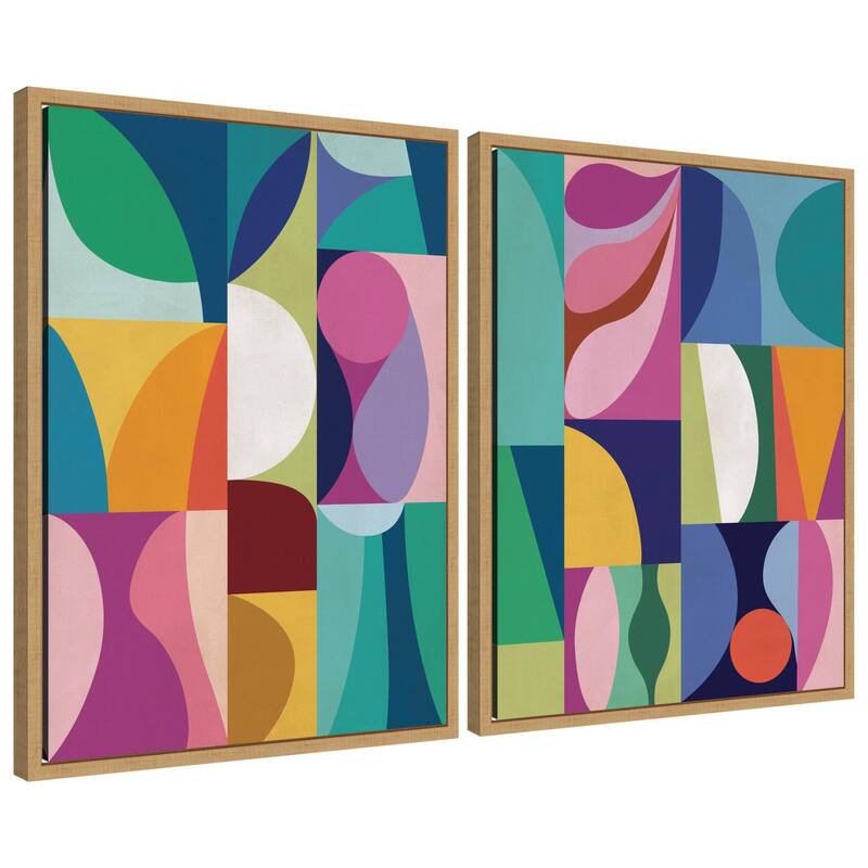 Kate and Laurel Abstract 2 Piece Framed Canvas Wall Art Set by Rachel Lee - 2 Piece Set 18x24