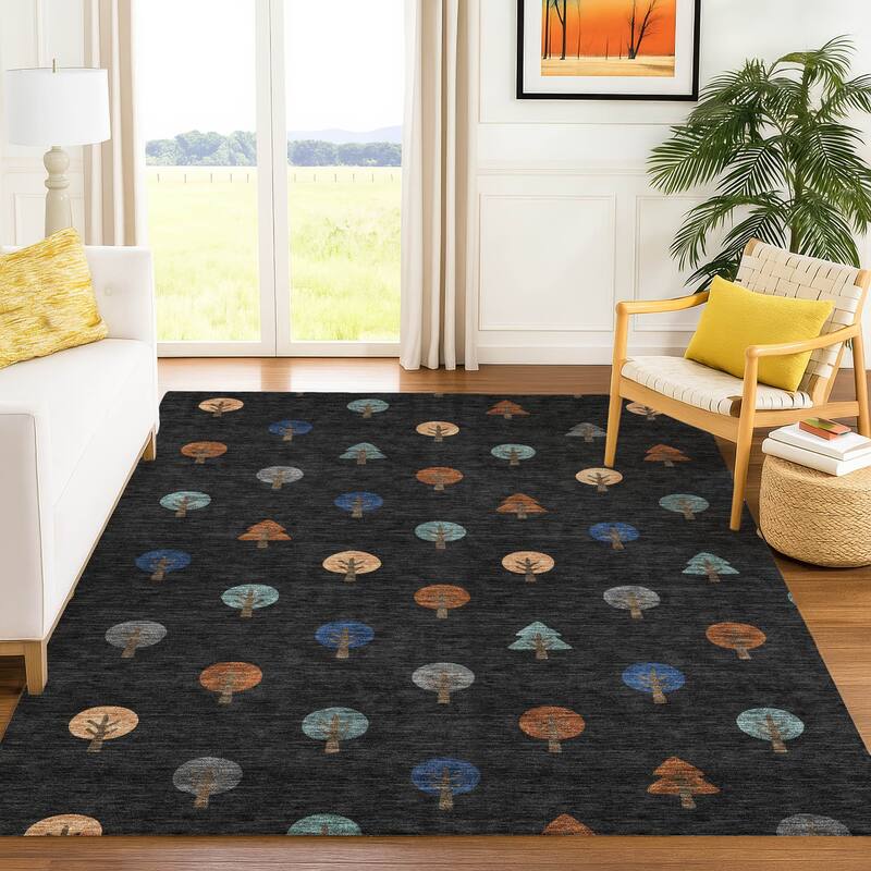 Machine Washable Indoor/ Outdoor Modern Mulvane Chantille Rug
