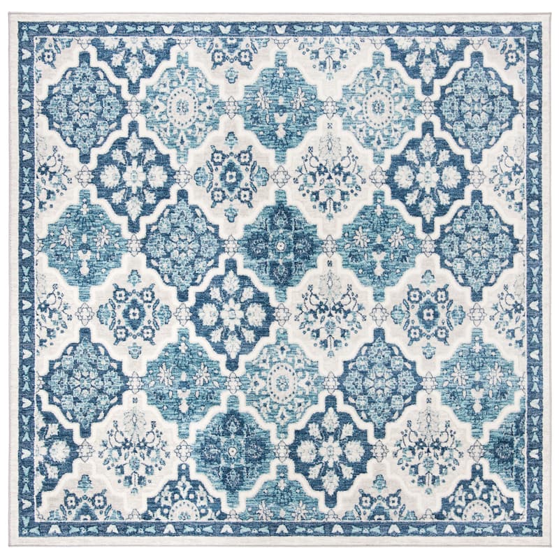 SAFAVIEH Brentwood Ruzhdie Traditional Oriental Rug - 6'7" Square - Navy/Grey