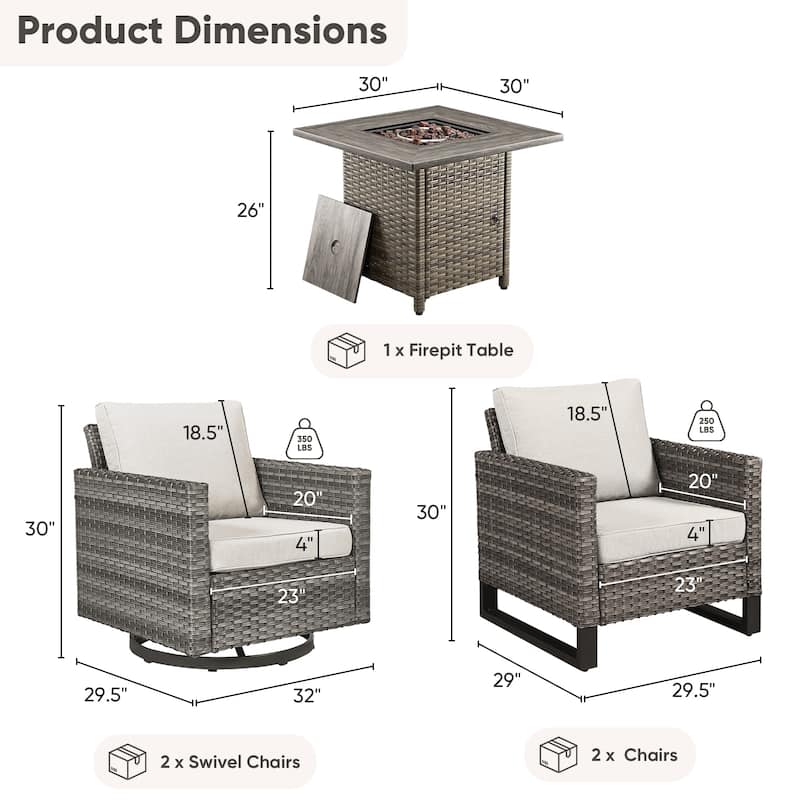 Outdoor Pocassy Glider Chairs Patio Chairs with Fire Table