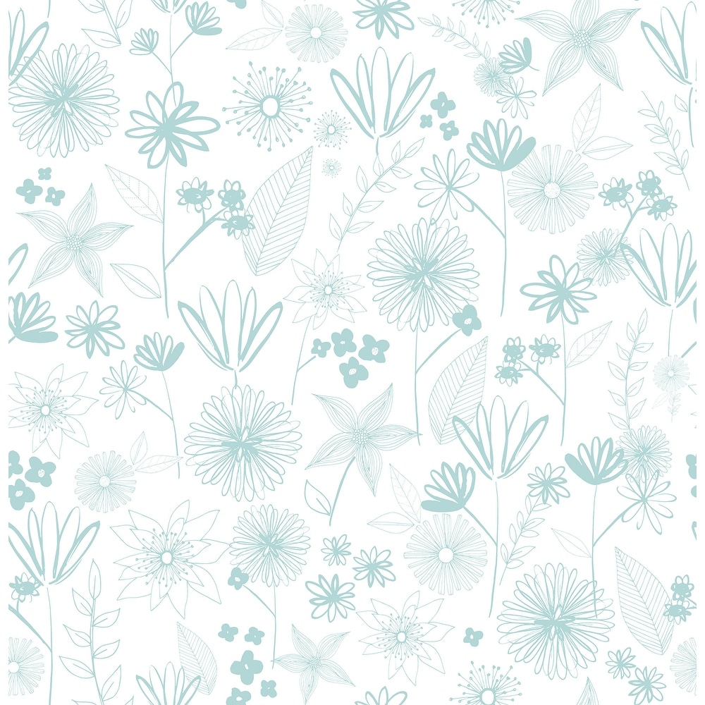 Brewster  HN002646   Kids 56-3/8 Square Foot - Mariska - Unpasted Paper Wallpaper - Turquoise (Turquoise)