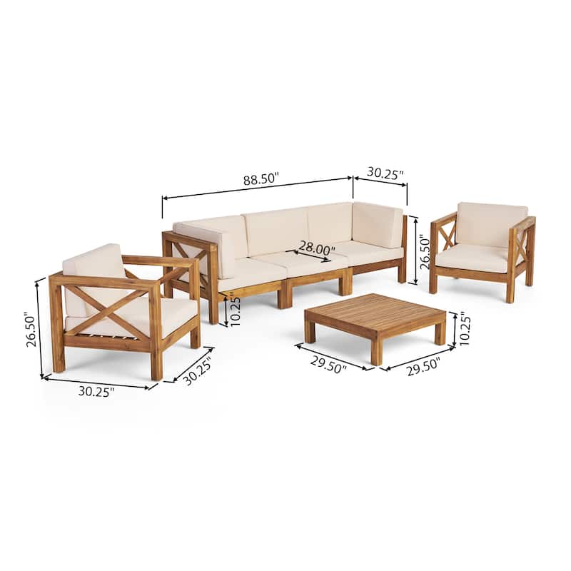 Brava Outdoor Acacia Wood 6-piece Chat Set by Christopher Knight Home
