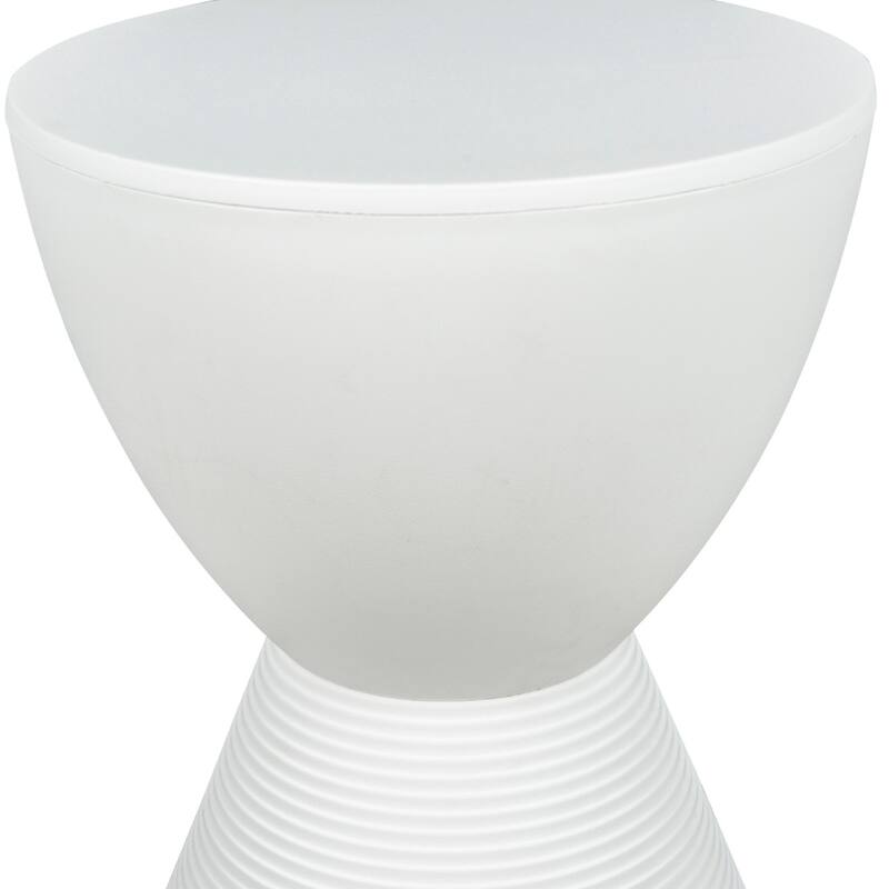 Boyd Round Side Table with Ribbed Design Base - Accent Hourglass End Table with Removable Lid for Living Room & Bedroom