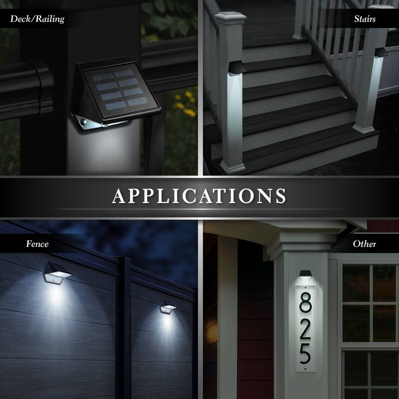 Classy Caps Black Aluminum Solar Deck and Wall Light (Set of 2)