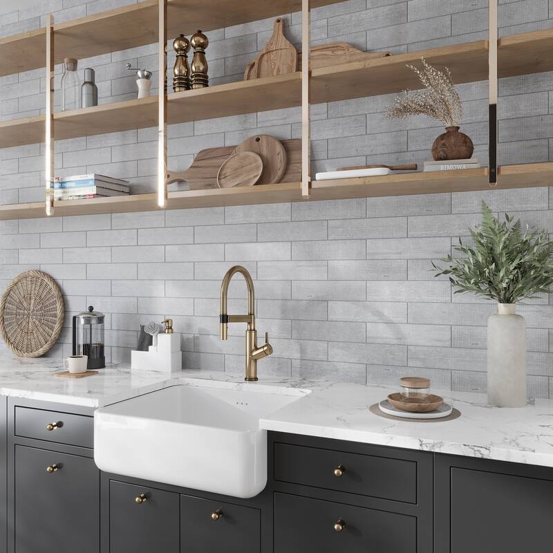 Artisana 3x12 in. Textured Etched Dot Elongated Subway Wall and Floor Tile (5 sq ft/case, 20-Pack) - Gray