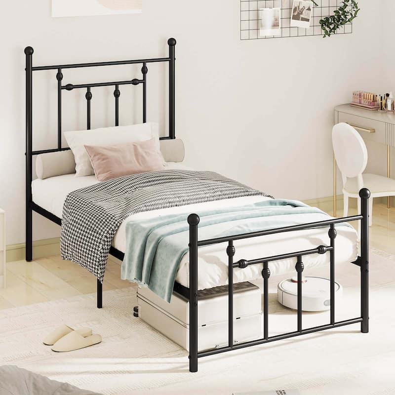 Costway Twin/Full/Queen Size Metal Bed Frame with Headboard Under-bed - Twin