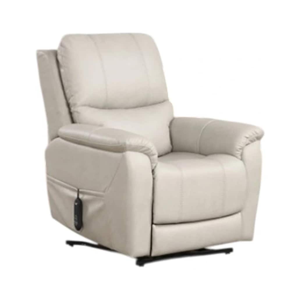 Lift Chair with Power Headrest, Light Gray Faux Leather, USB Charging